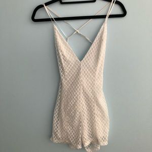 White Bodycon V-Neck Romper